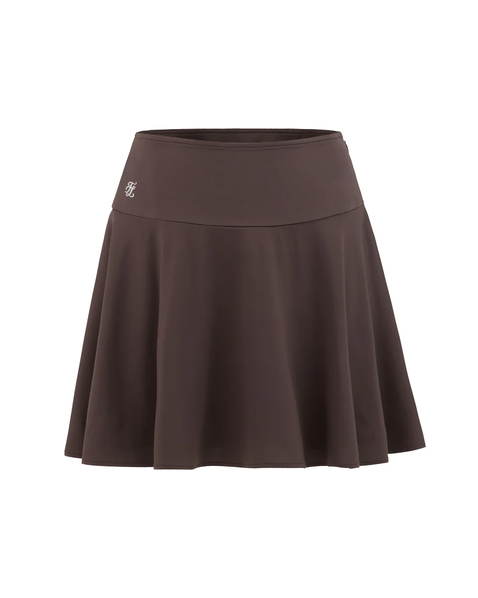 High waist jersey flared skirt (Brown)