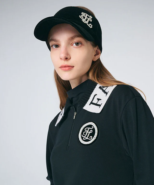 ZipUp Collar Blouson T Shirt (Blue)