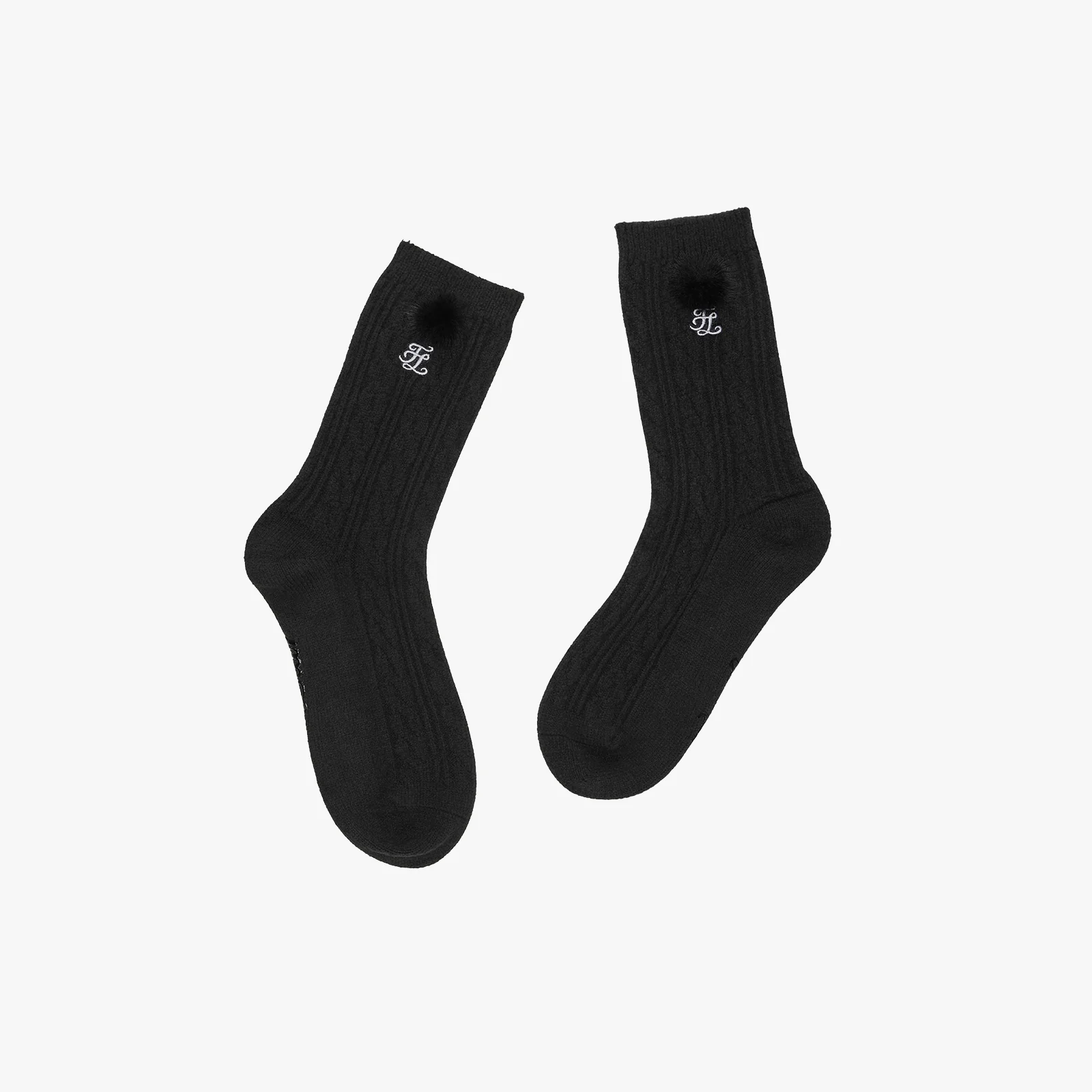 Fur ball Ankle-socks (Black)