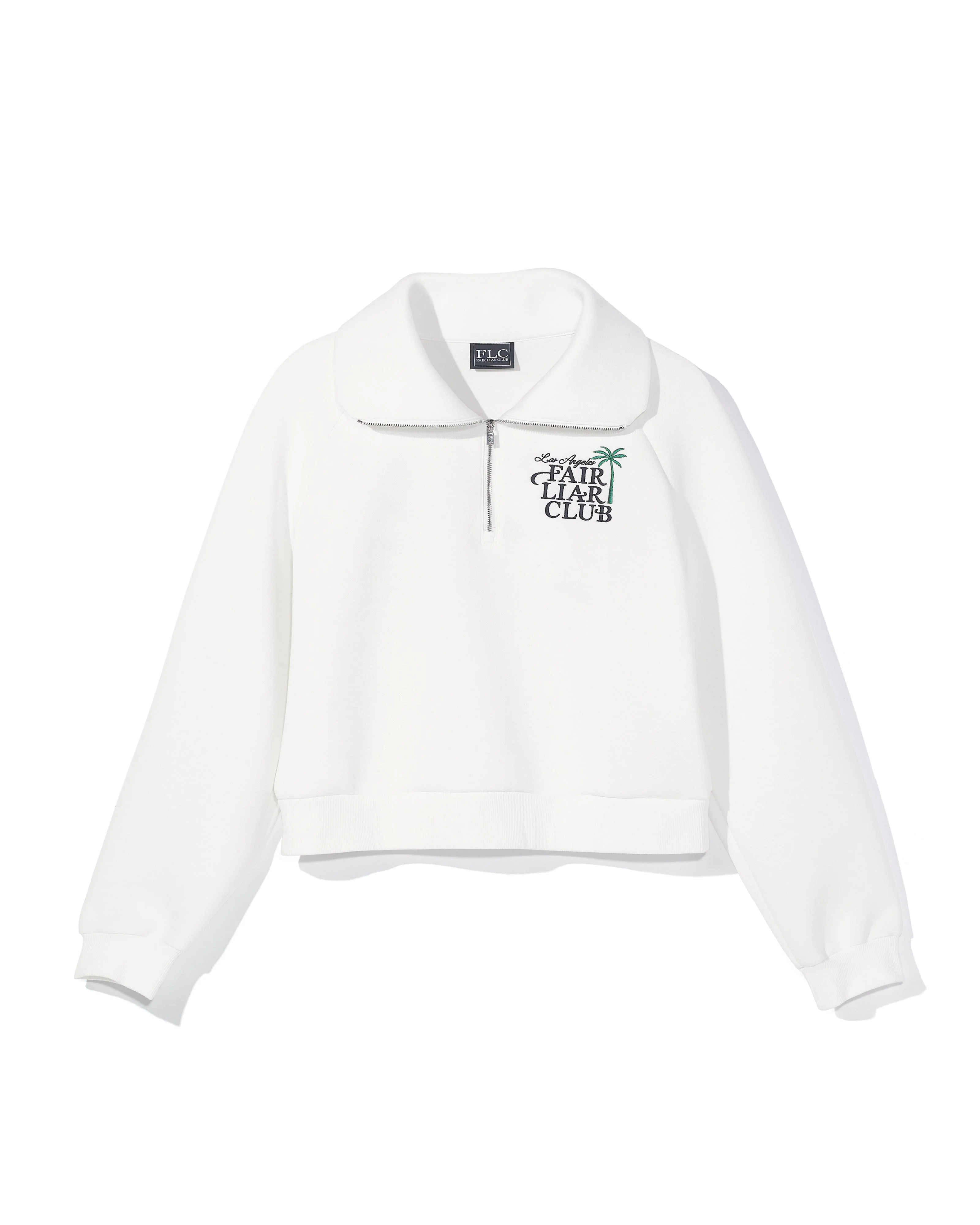 [FLC] PALM TREE QUARTER ZIP PULLOVER (ivory)
