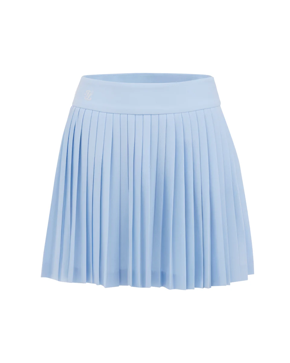 Pique pleated skirt (Blue)
