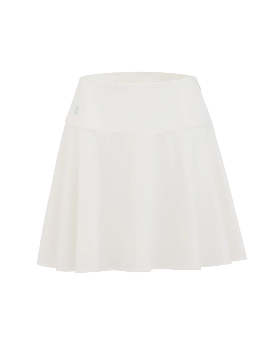 High waist jersey flared skirt (White)