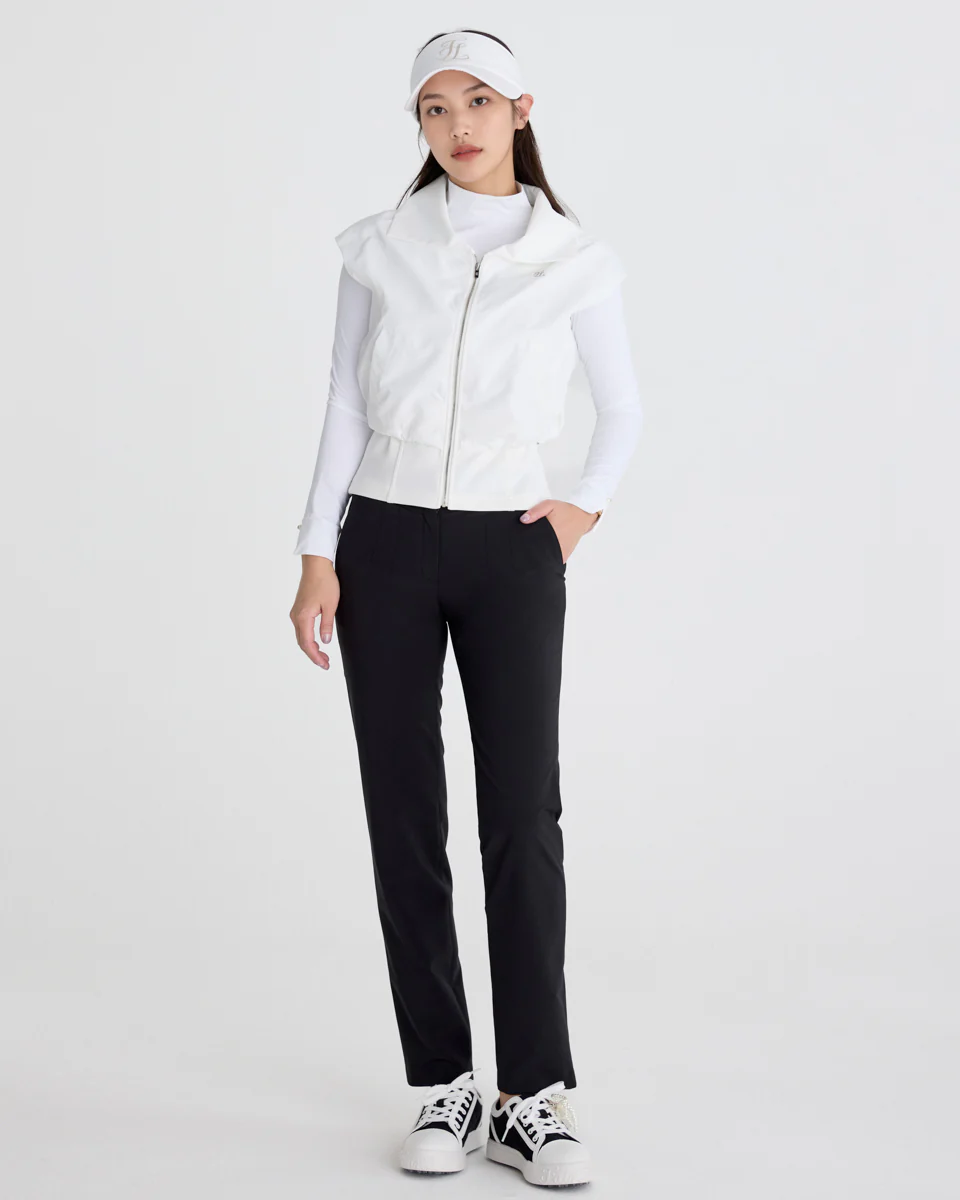 Back Band Straight Fit Pants (Black)