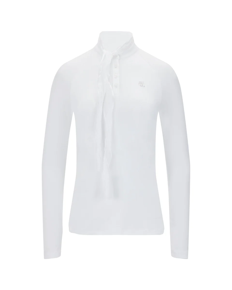 Organza Ribbon Long Sleeve Cooling T Shirt (White)