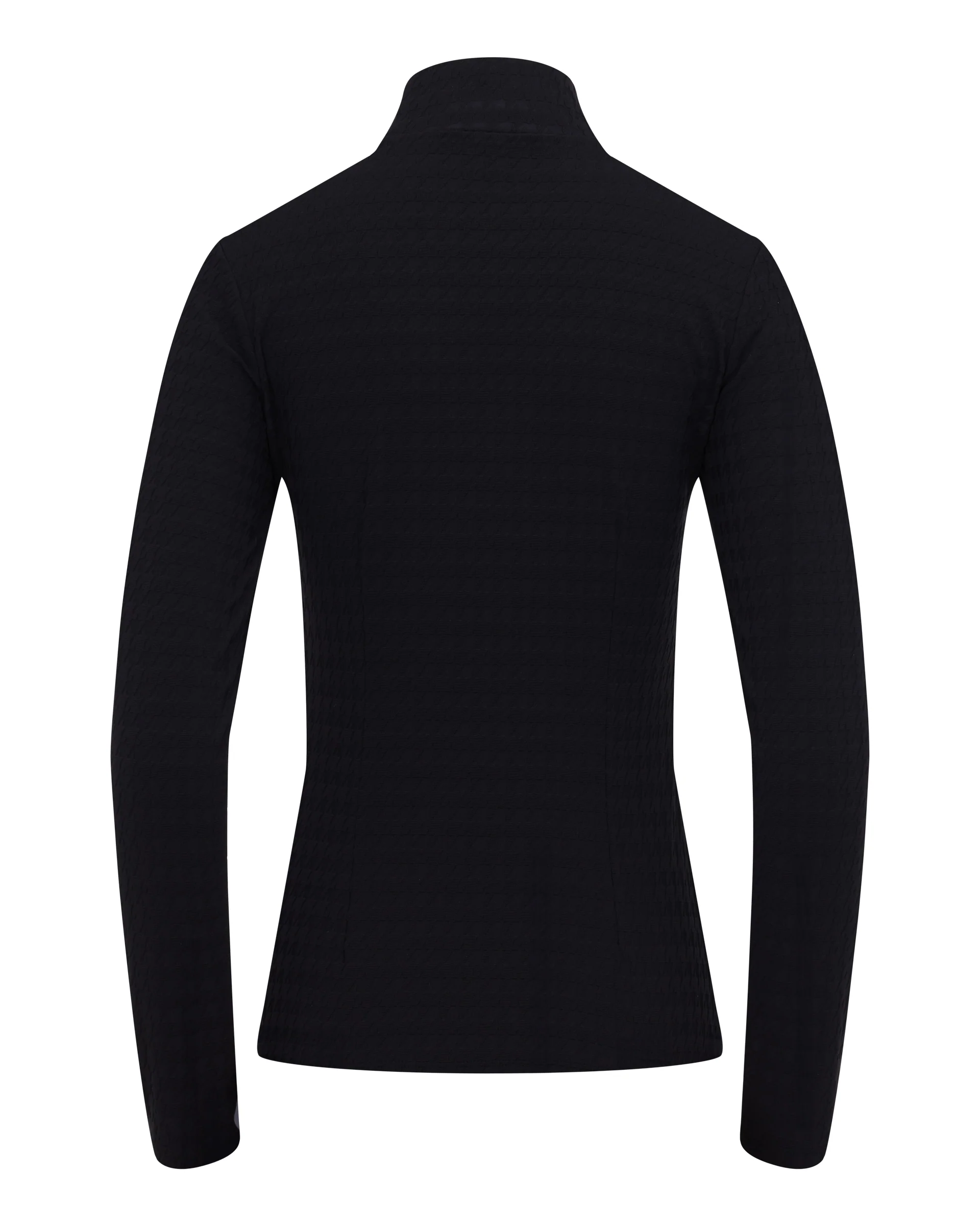 Houndstooth Jacquard High Neck T Shirt (Black)