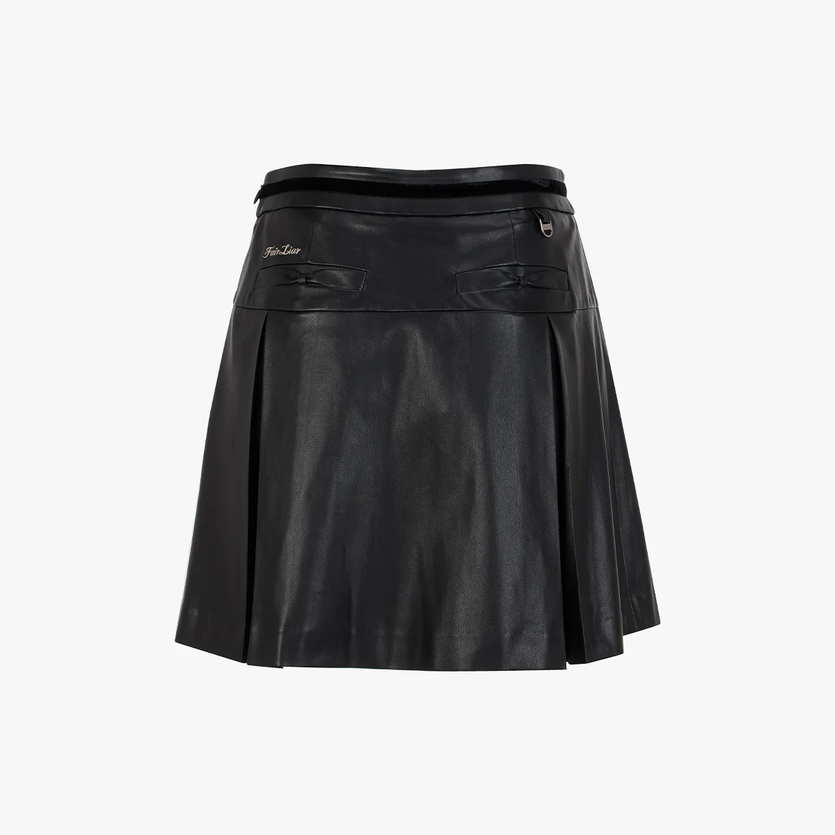Leather Ribbon Skirt (Black)