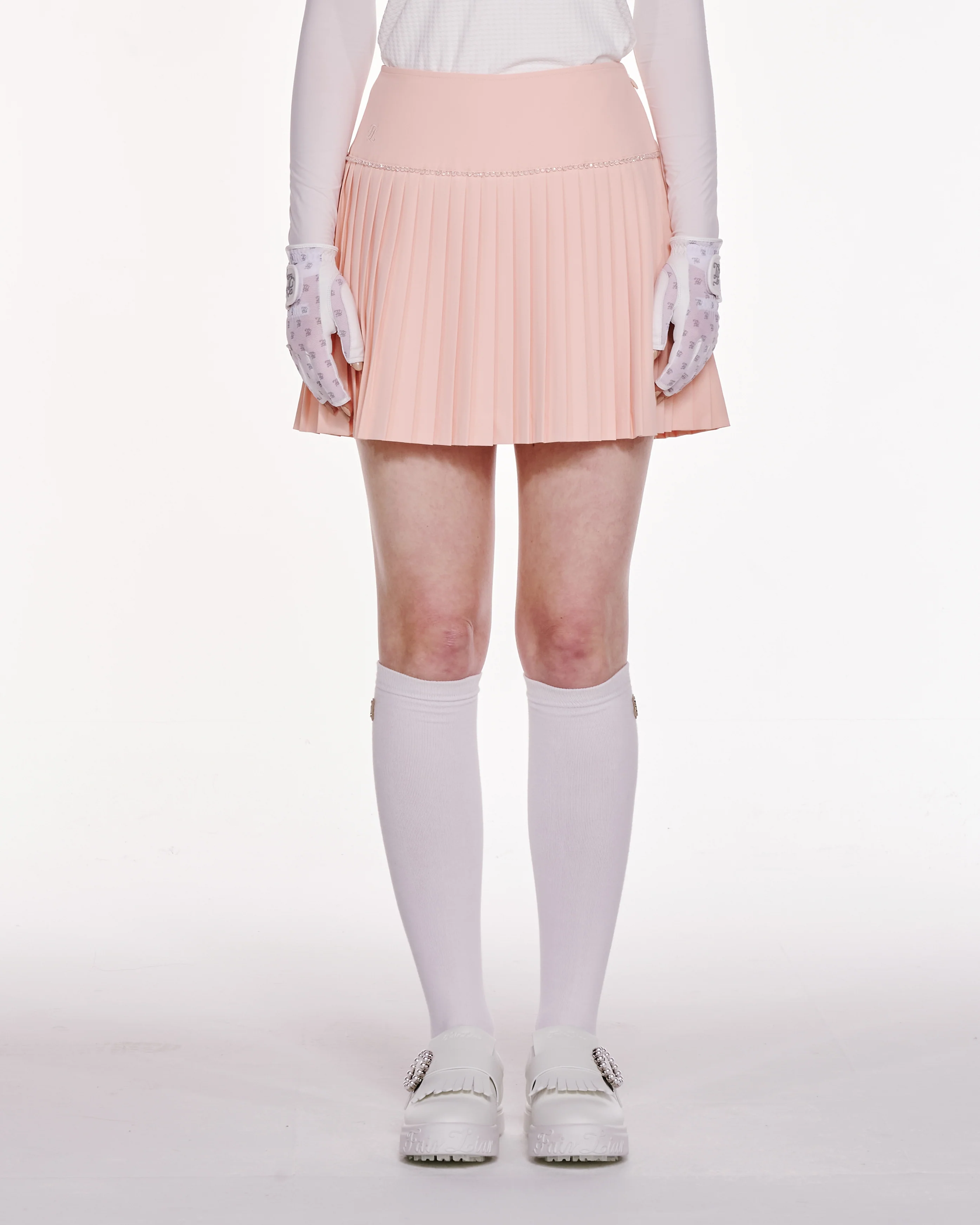 Fair Liar Signature Flare Pleated Skirt (Coral)