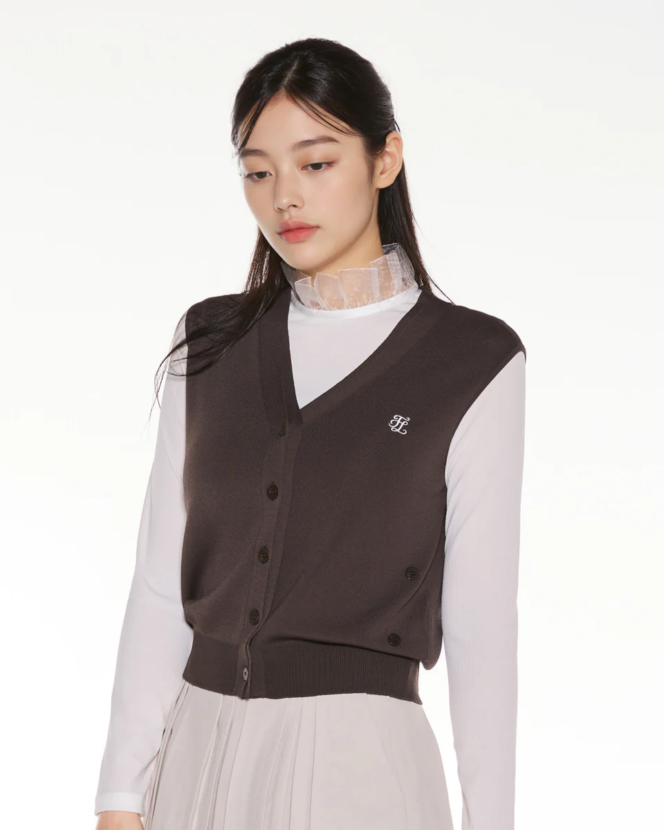 2 way Tie Knit Vest (Cocoa)