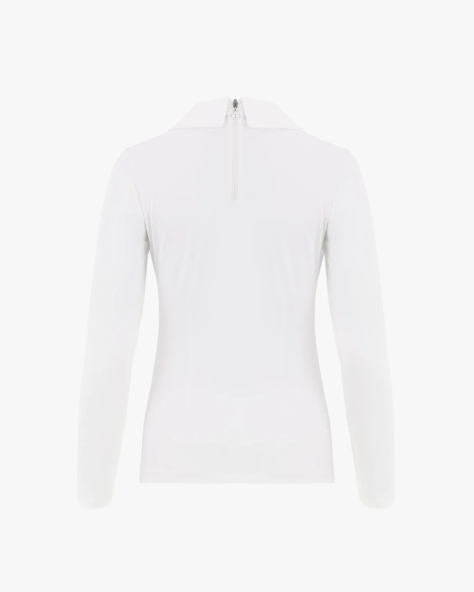 Double Collar Long Sleeve T Shirt (White)