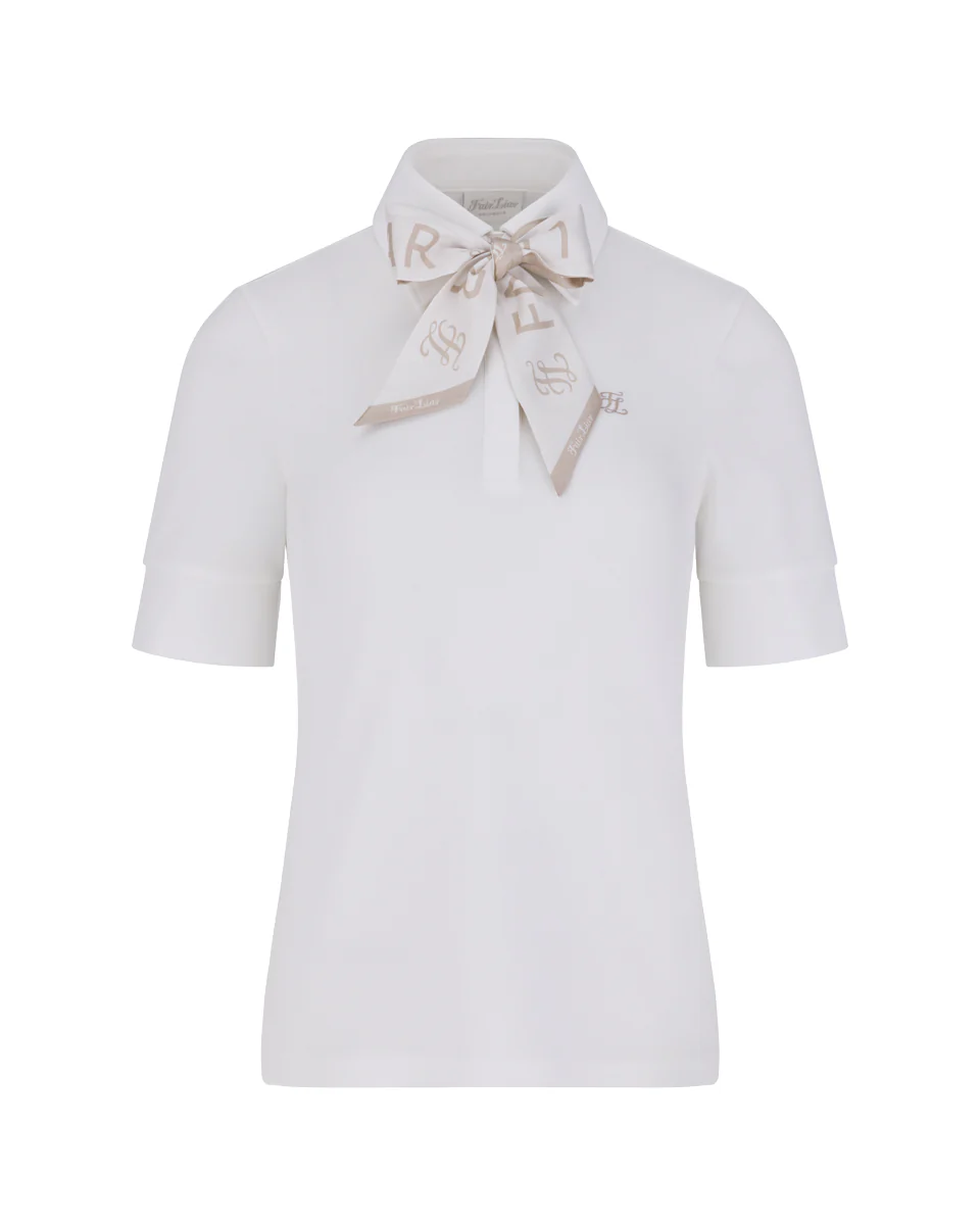 Lettering Scarf Short Sleeve T Shirt (White)