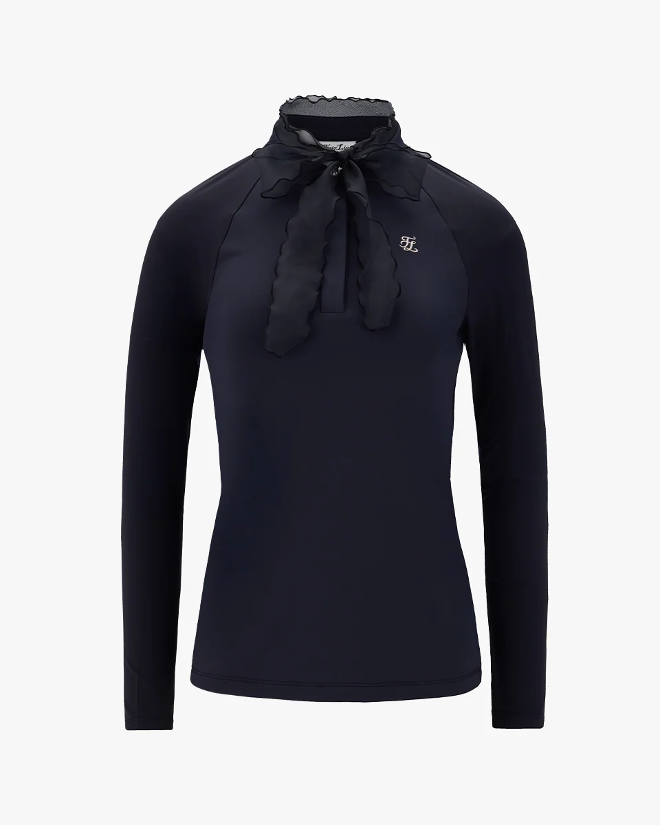 Organza Ribbon Long Sleeve Cooling T Shirt (Black)