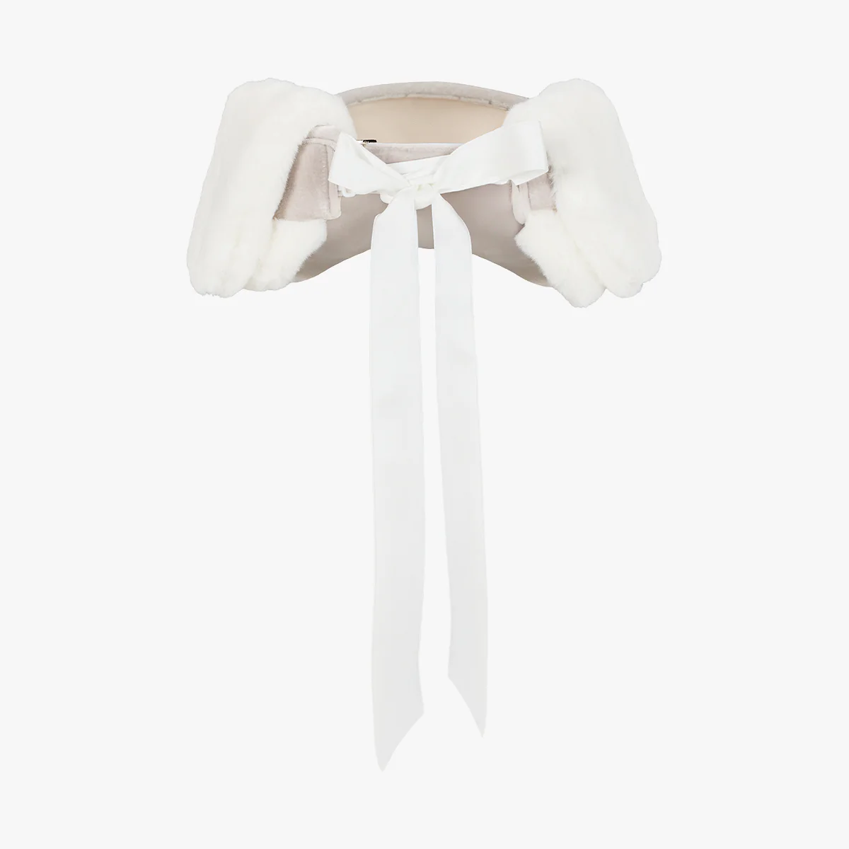 Velvet Visor with Ribbon (Beige)