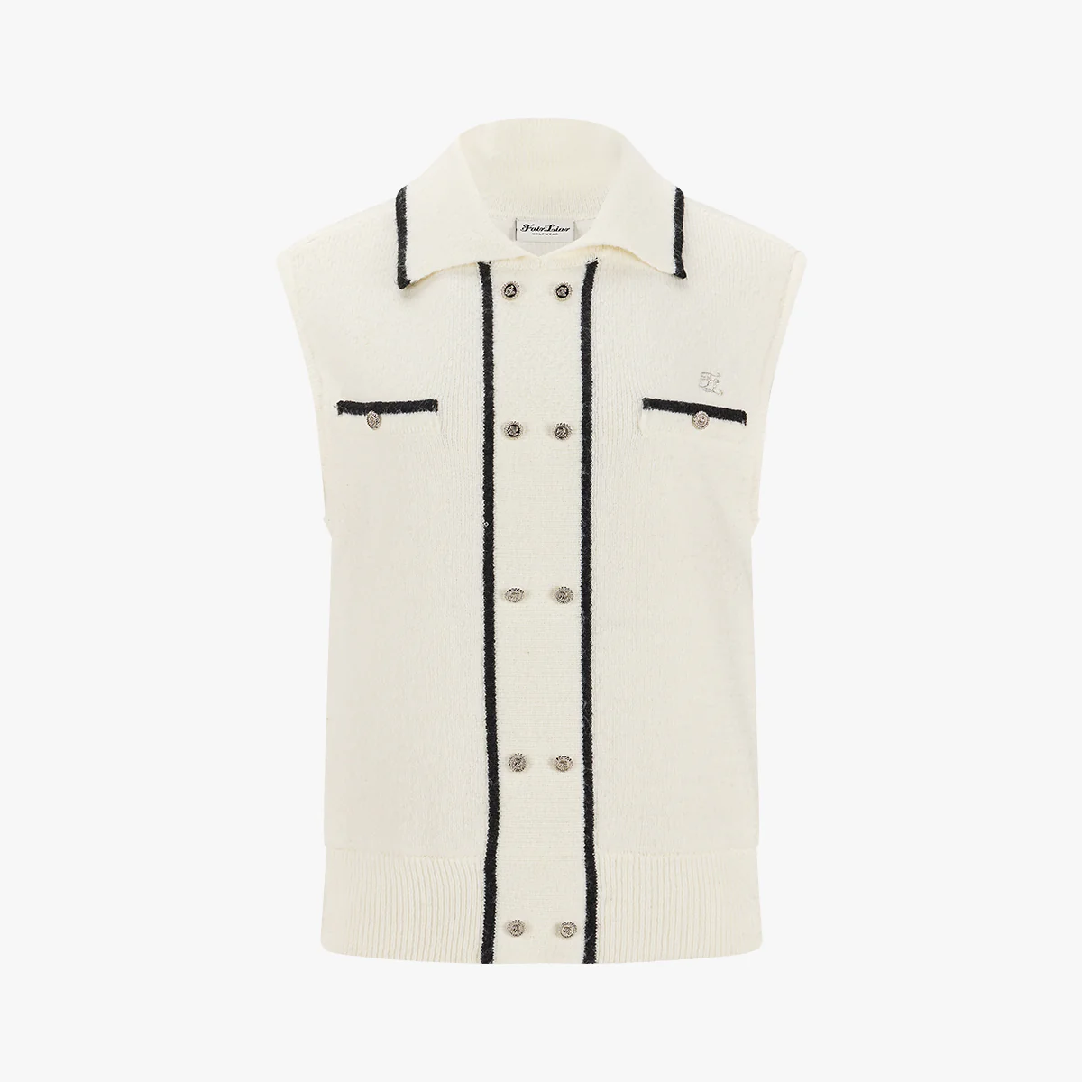 Double Button Windproof Knit Vest (Ivory)