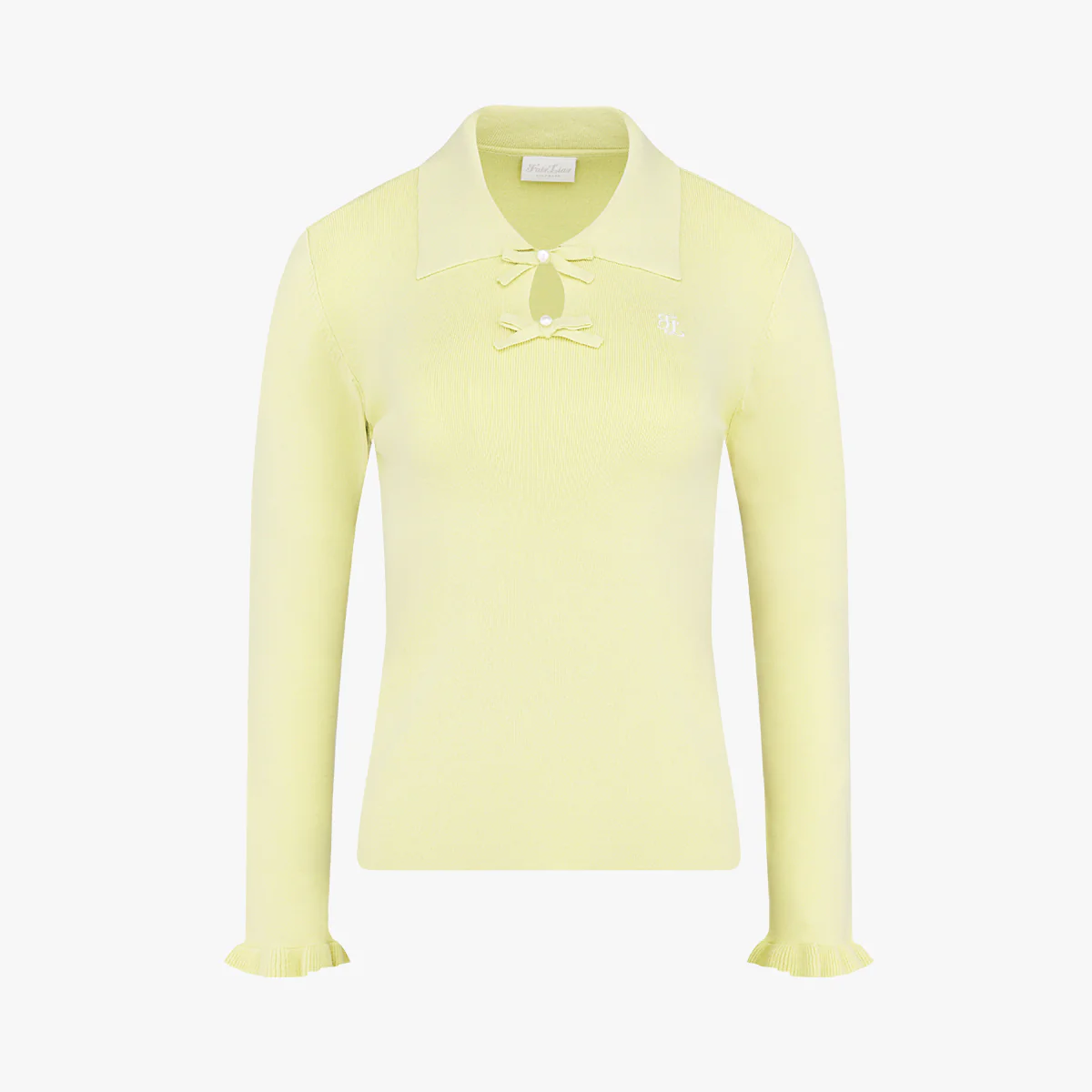 Flat Collar Open Pointed Knit (Lime)