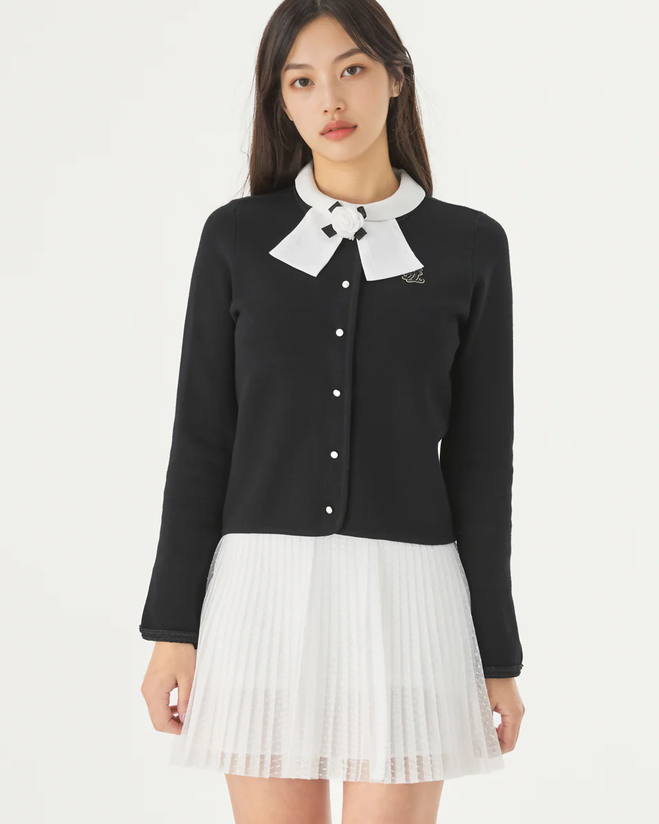 Pearl Ribbon Jacket Cardigan (Black)