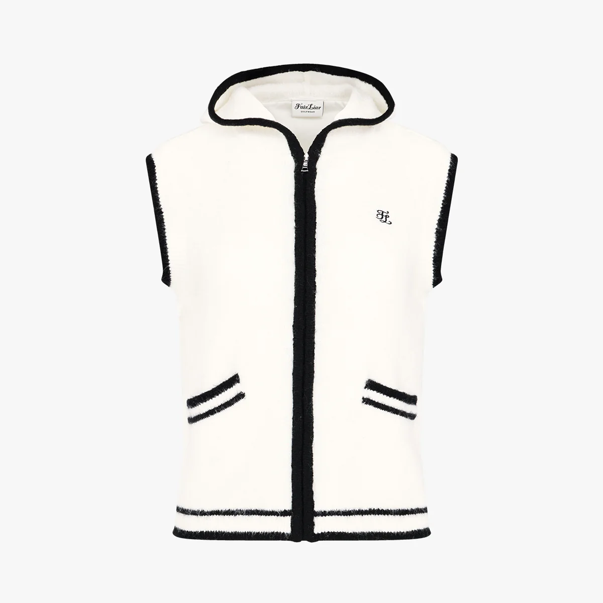 Hooded Windproof Knit Vest (Ivory)