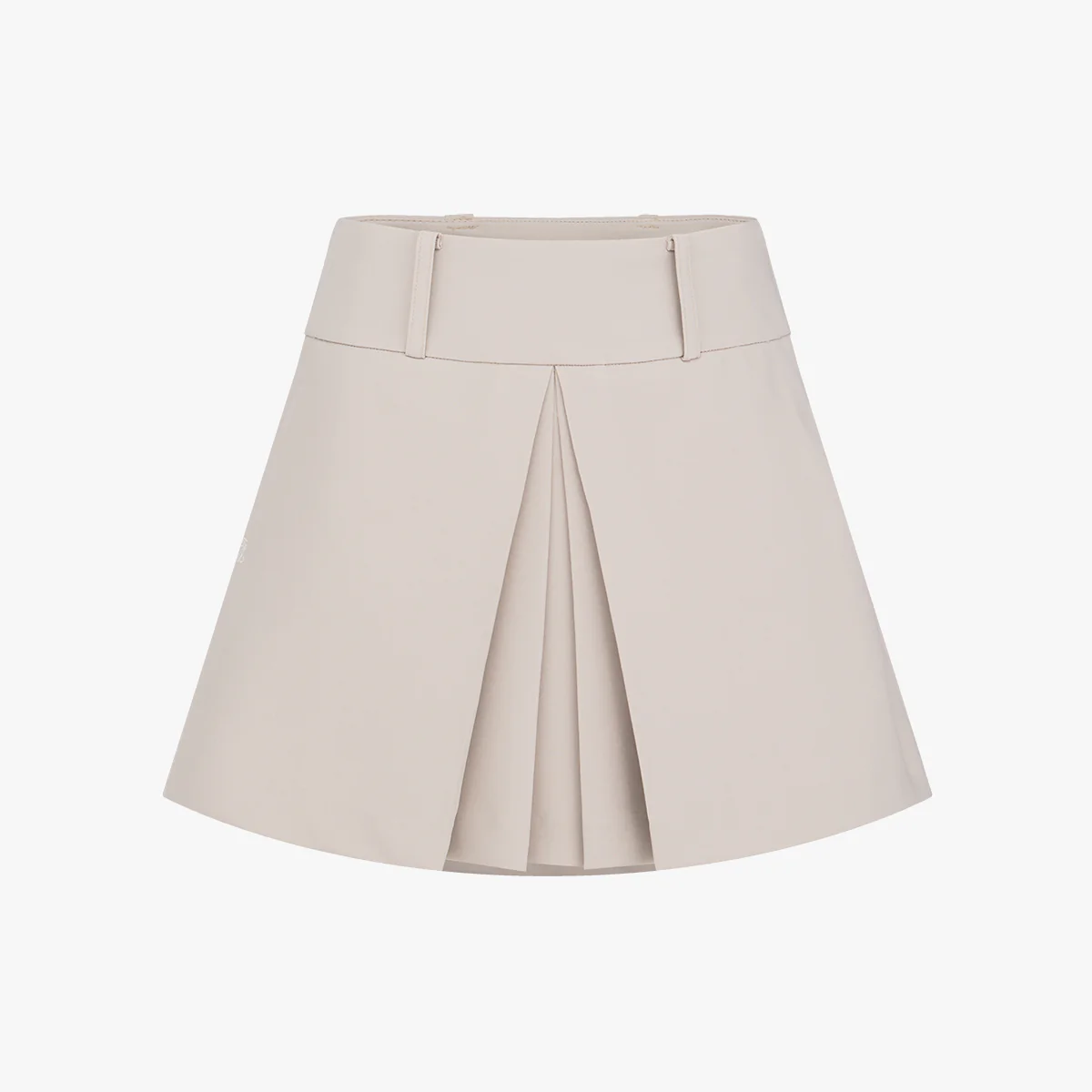 Front Pleats A-line Skirt (Beige)