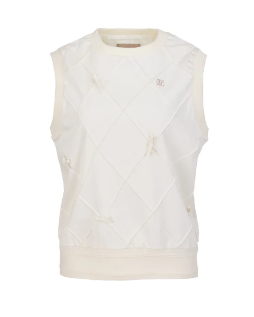 Ribbon Detailed Windproof Vest (Cream)