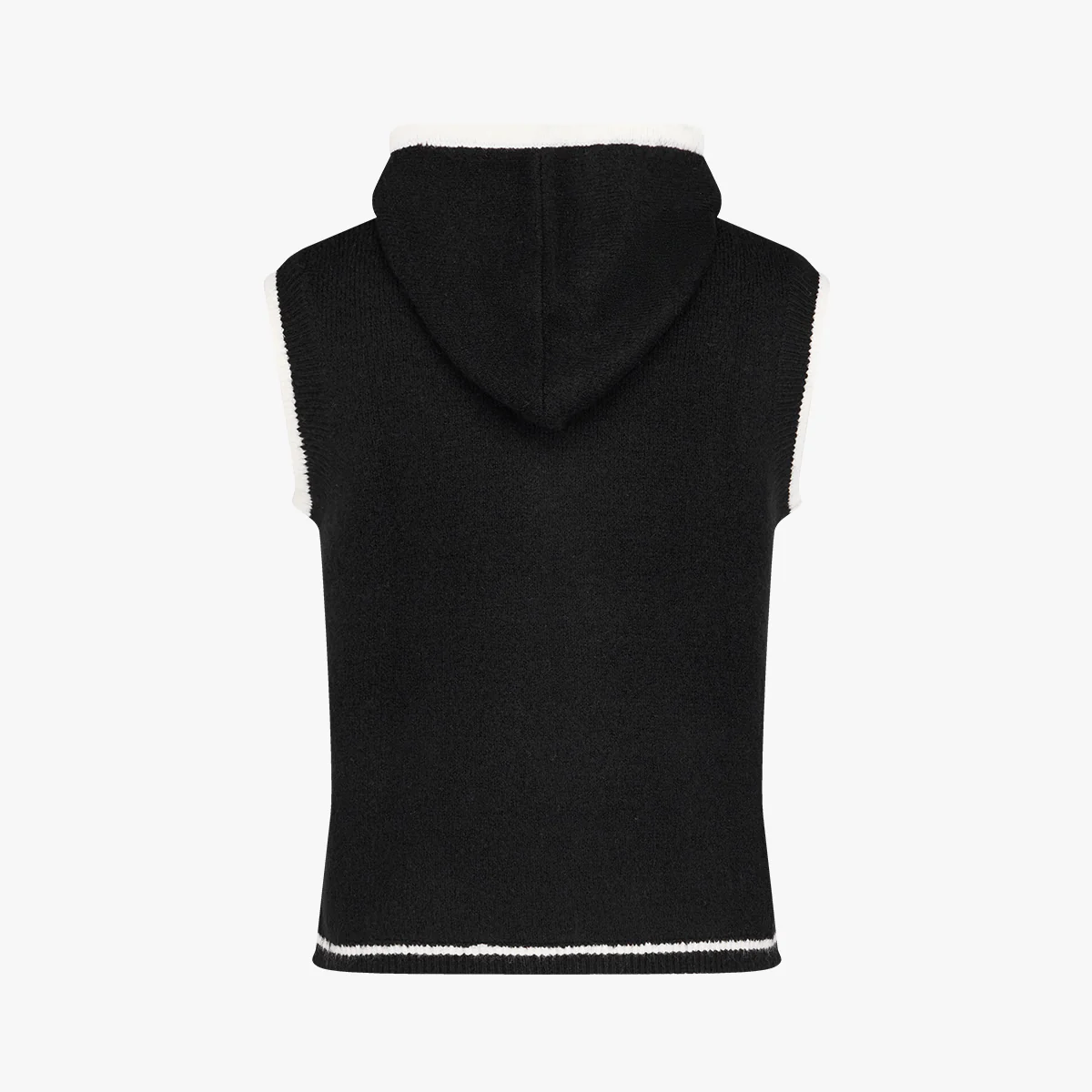 Hooded Windproof Knit Vest (Black)