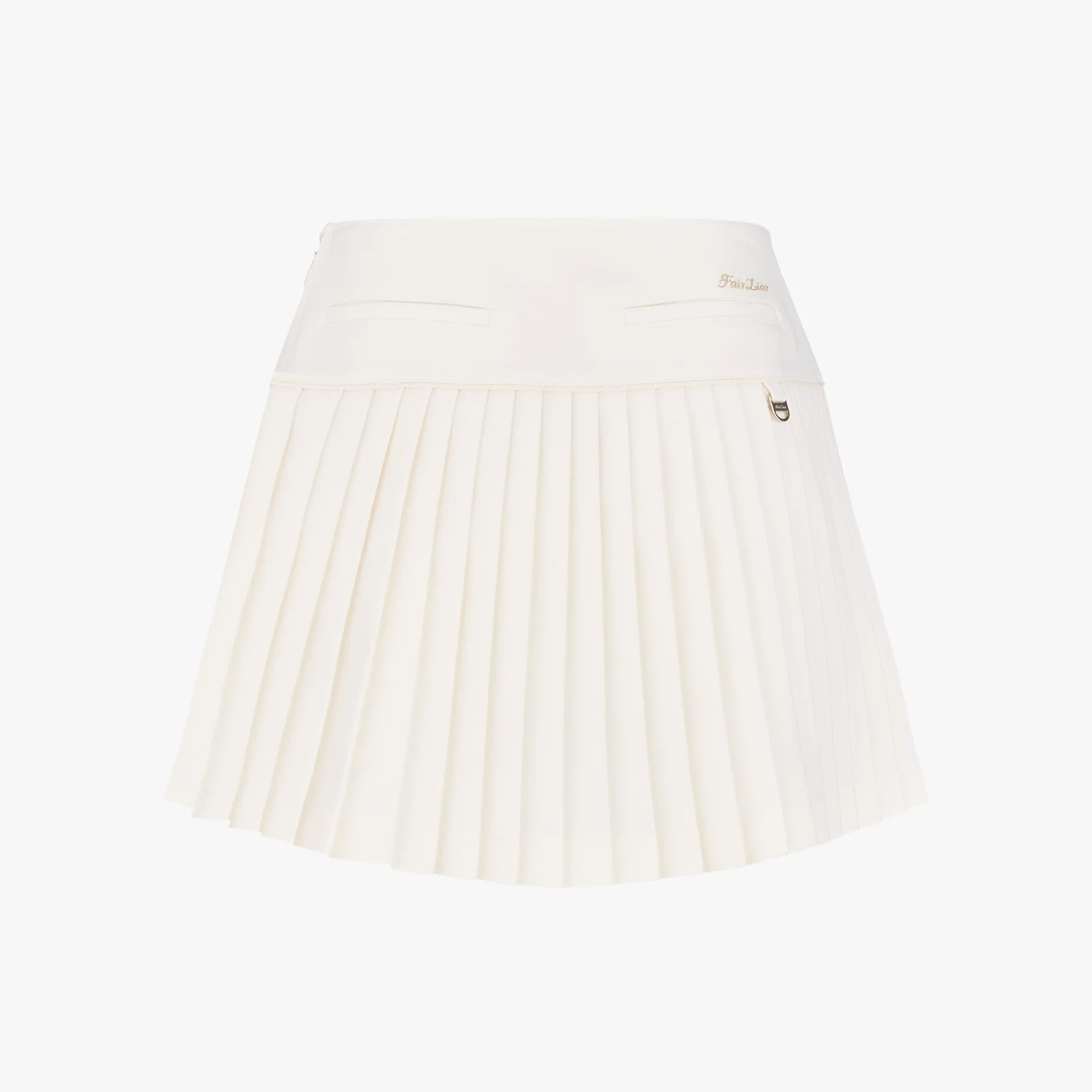 Pearl Logo Flared Pleats Skirt (Ivory)