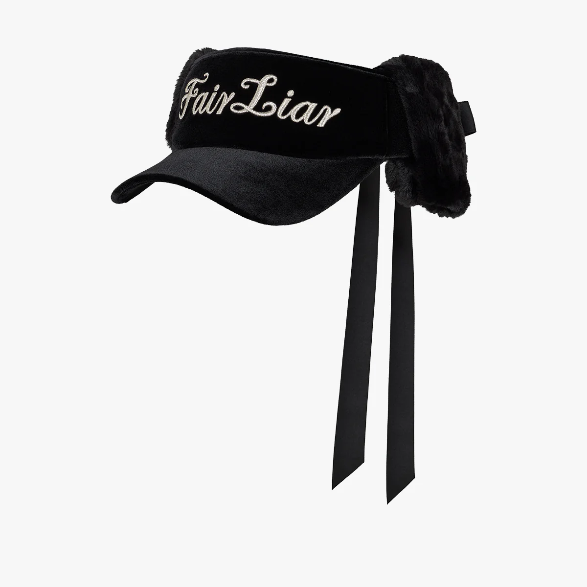 Velvet Visor with Ribbon (Black)