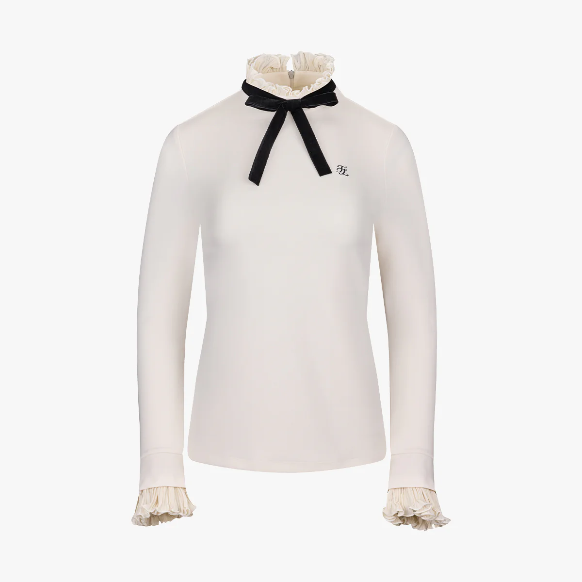 Velvet Detachable Ribbon Tshrit (Ivory)