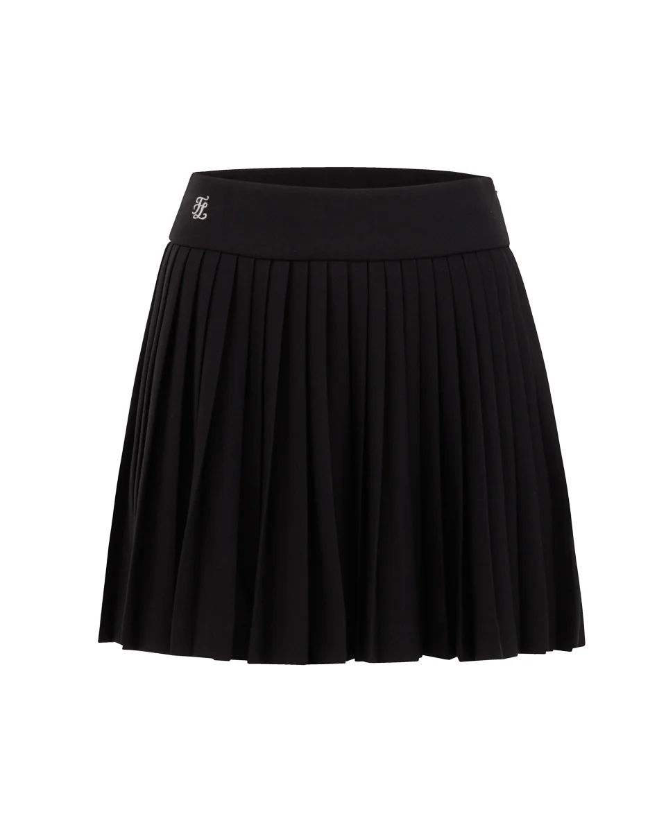 Pique pleated skirt (Black)