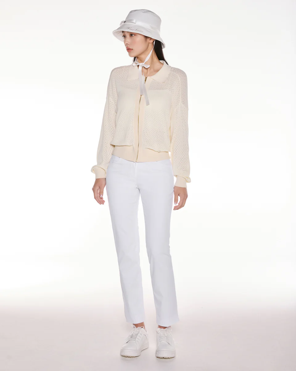 Scassi Collar ZipUp Cardigan (Ivory)