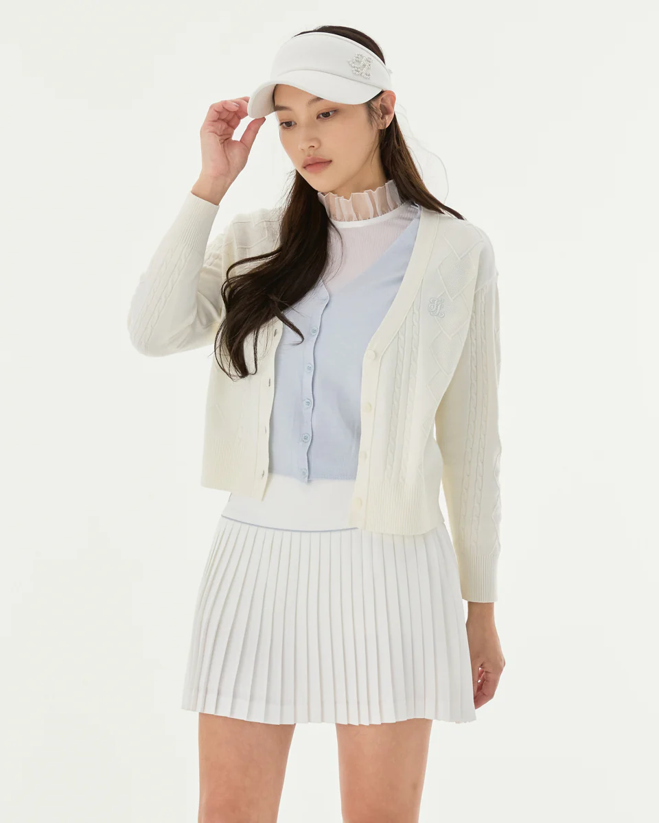 [FL Signature] Fair Liar Silk Twisted Flare Pleated Skirt (White)