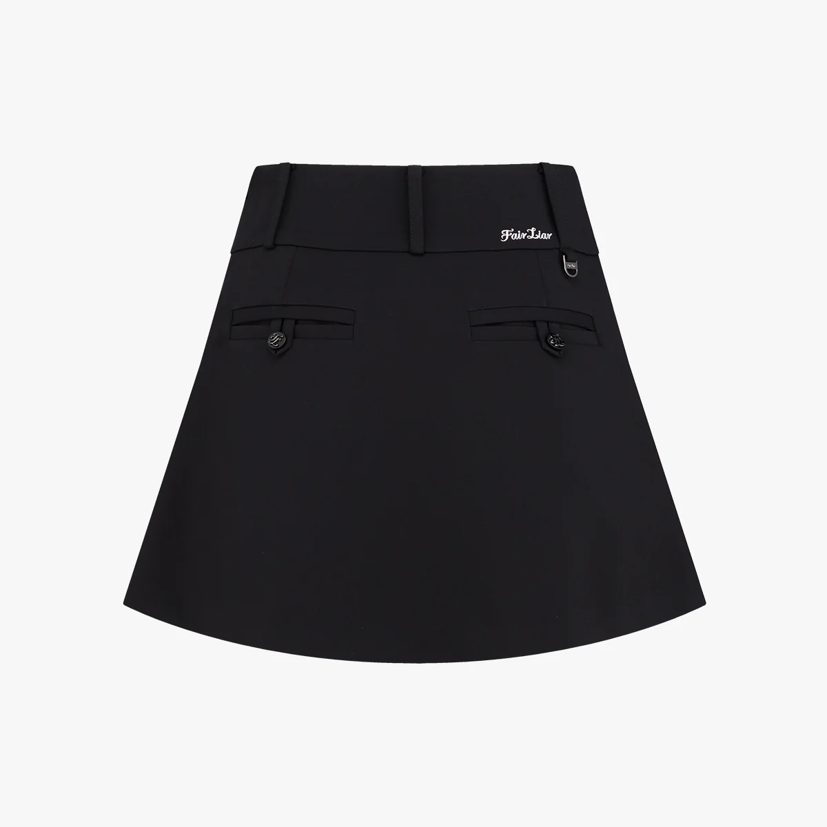 Front Pleats A-line Skirt (Black)