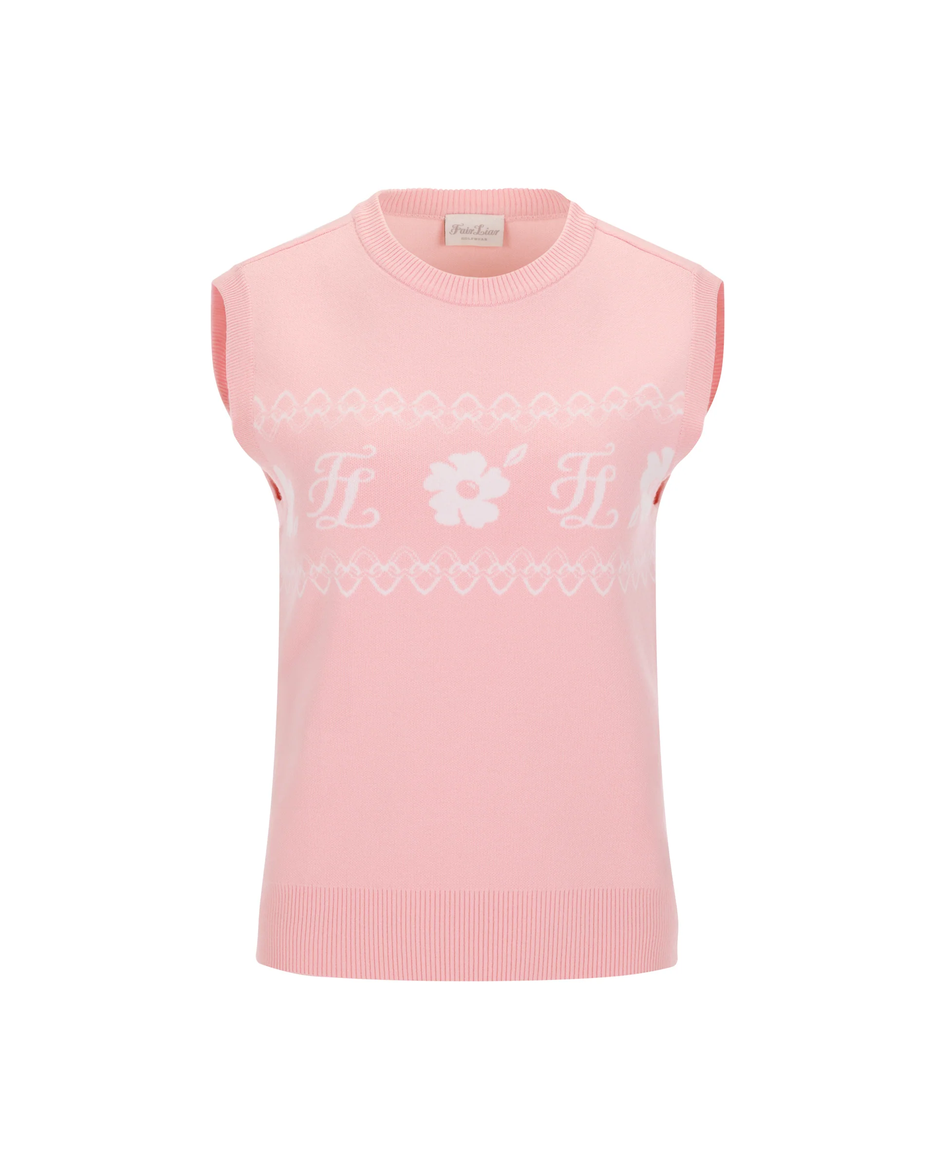 Flower Jacquard Knit Vest (Pink)