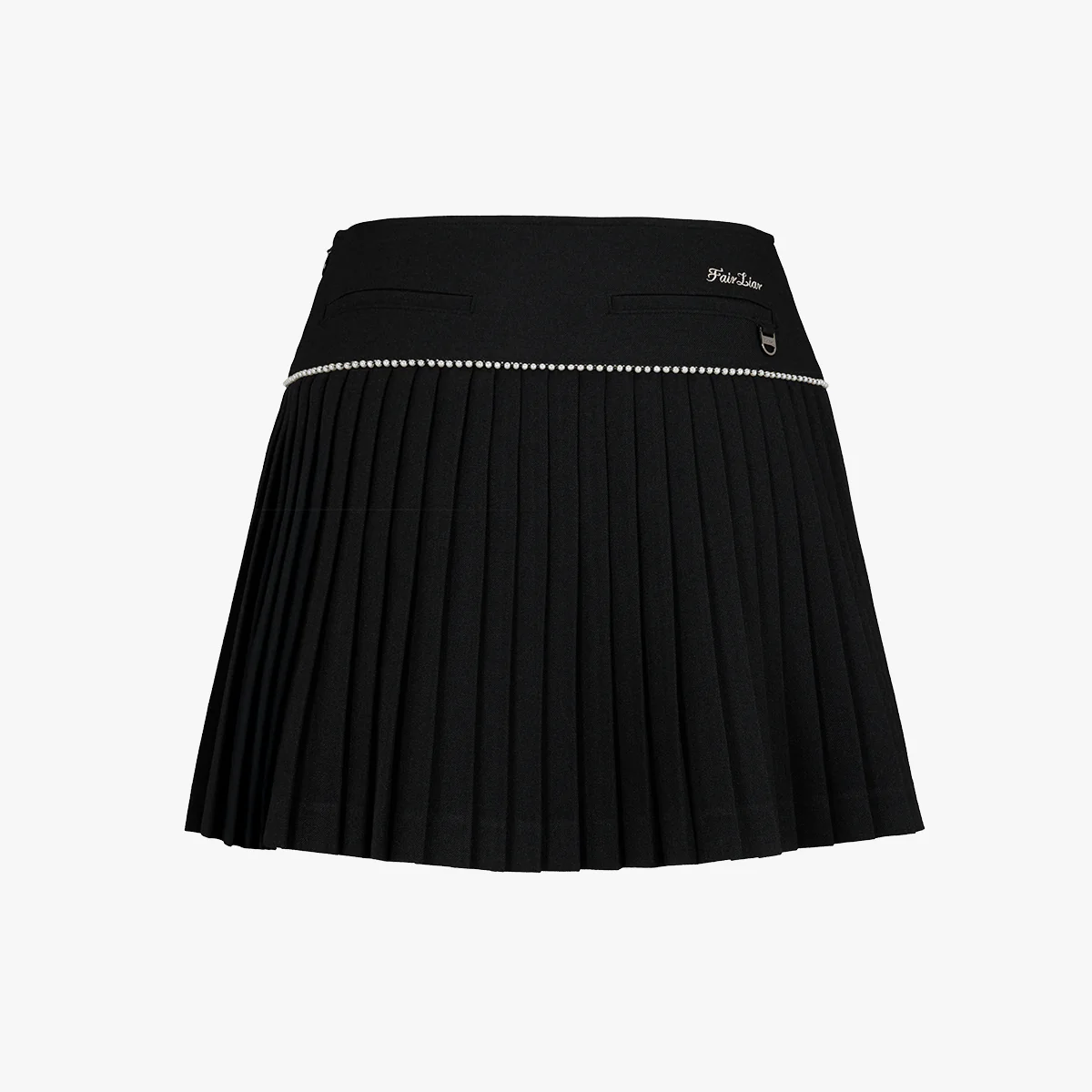 [FL Sig] Pearl Flared Pleats Skirt (Black)