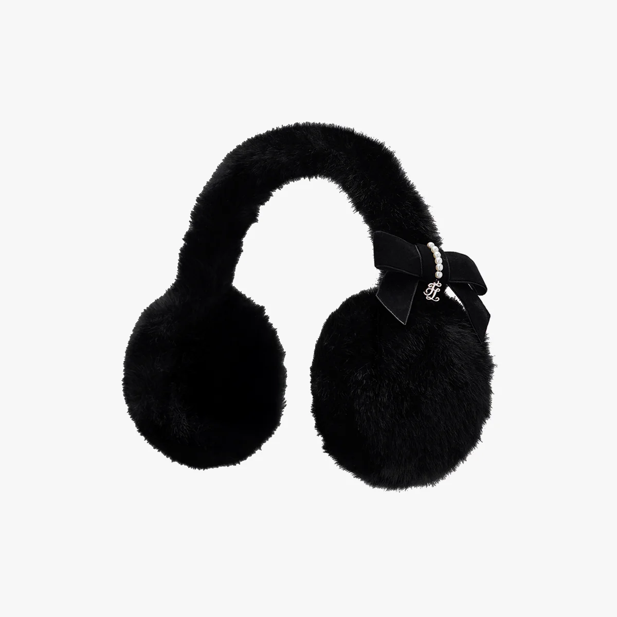 Big Ribbon Fur Earmuff (Black)
