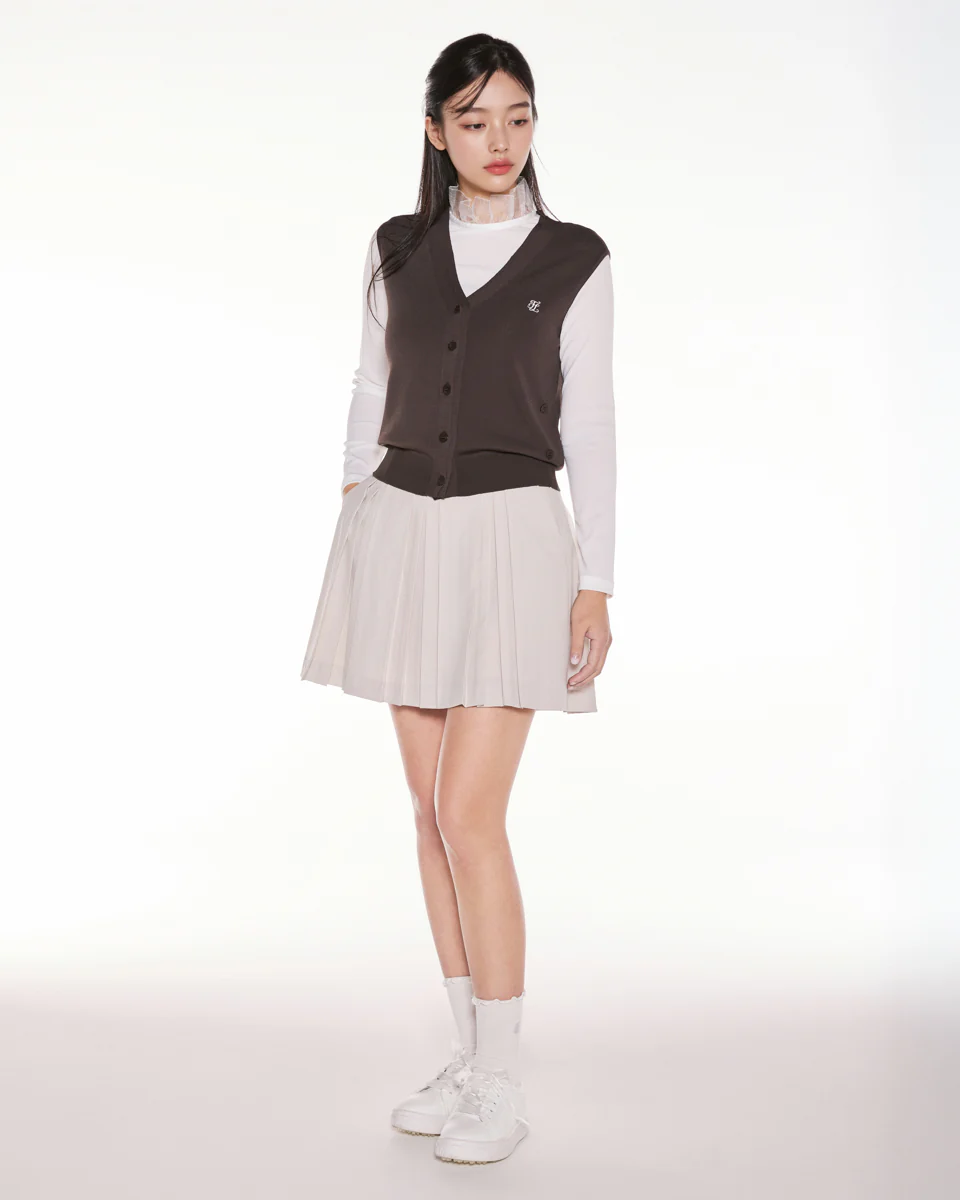 2 way Tie Knit Vest (Cocoa)