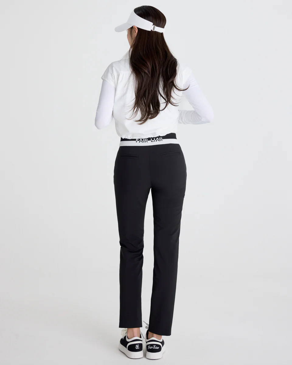 Back Band Straight Fit Pants (Black)