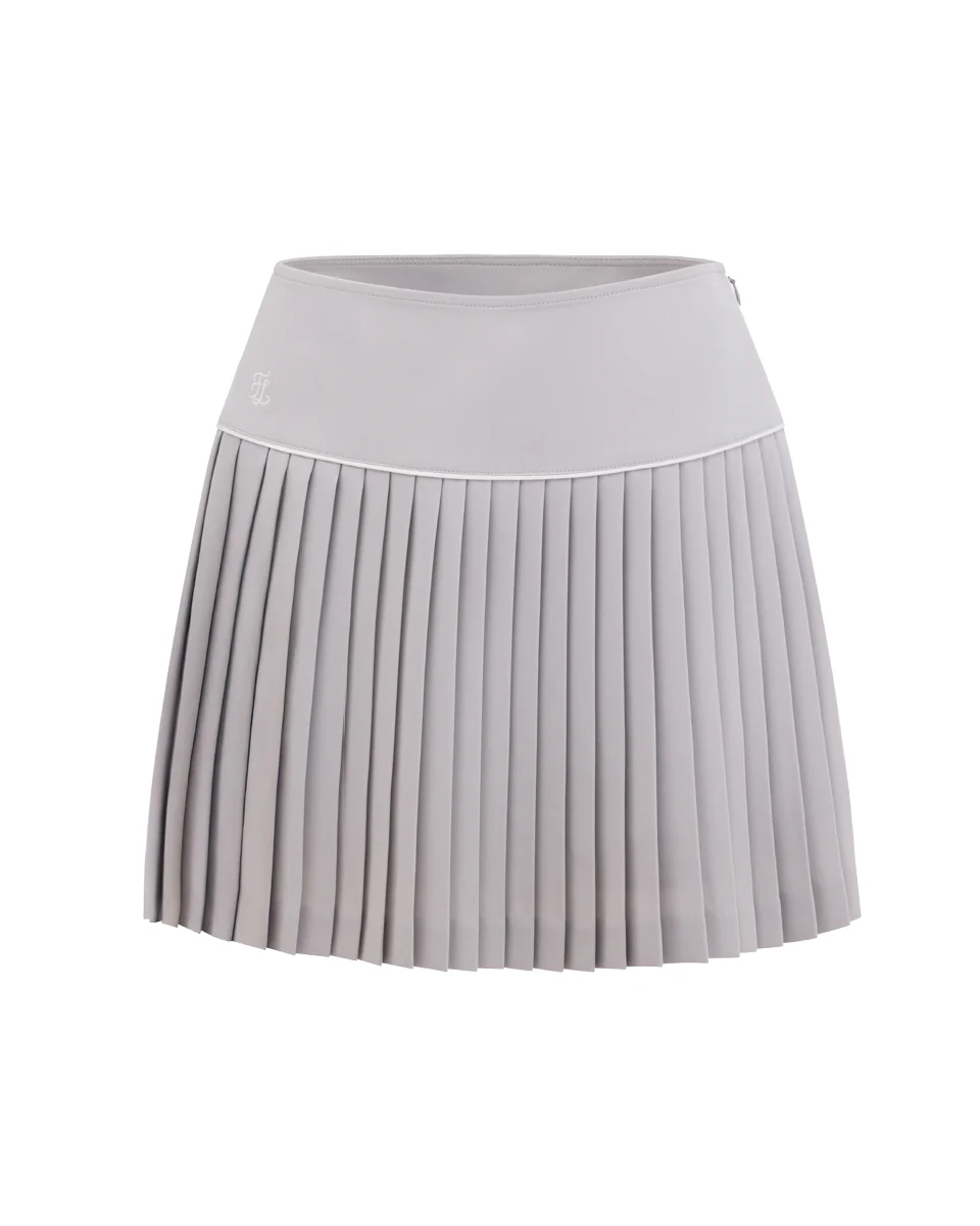[FL Signature] Fair Liar Silk Twisted Flare Pleated Skirt (Grey)