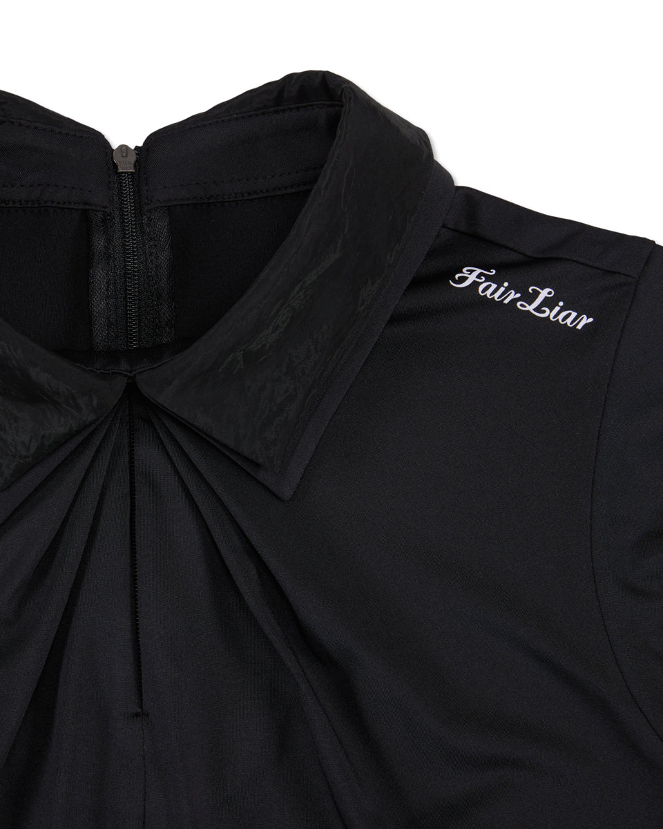 Front Shirring Sleeveless T Shirt (Black)