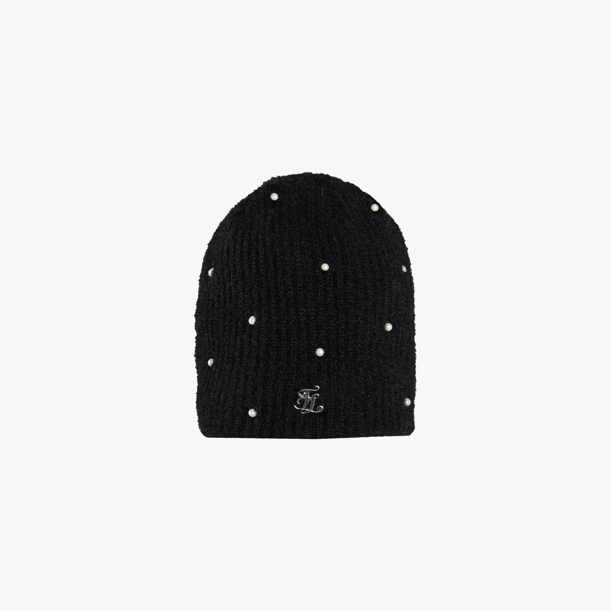 Pearl Knitted Beanie (Black)