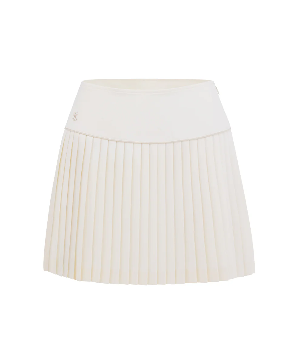 [FL Signature] Fair Liar Silk Twisted Flare Pleated Skirt (Cream)
