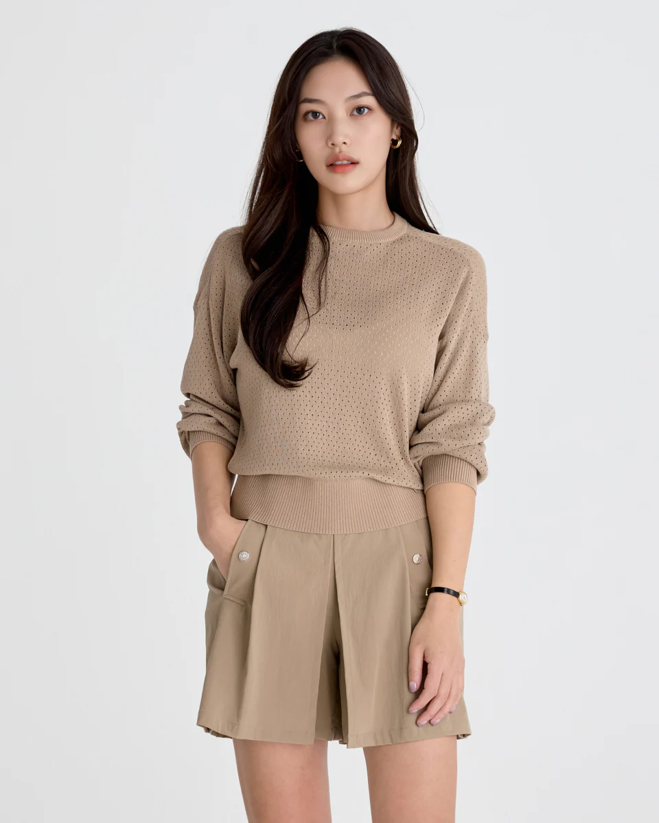 Hidden Culottes Short Pants (Beige)