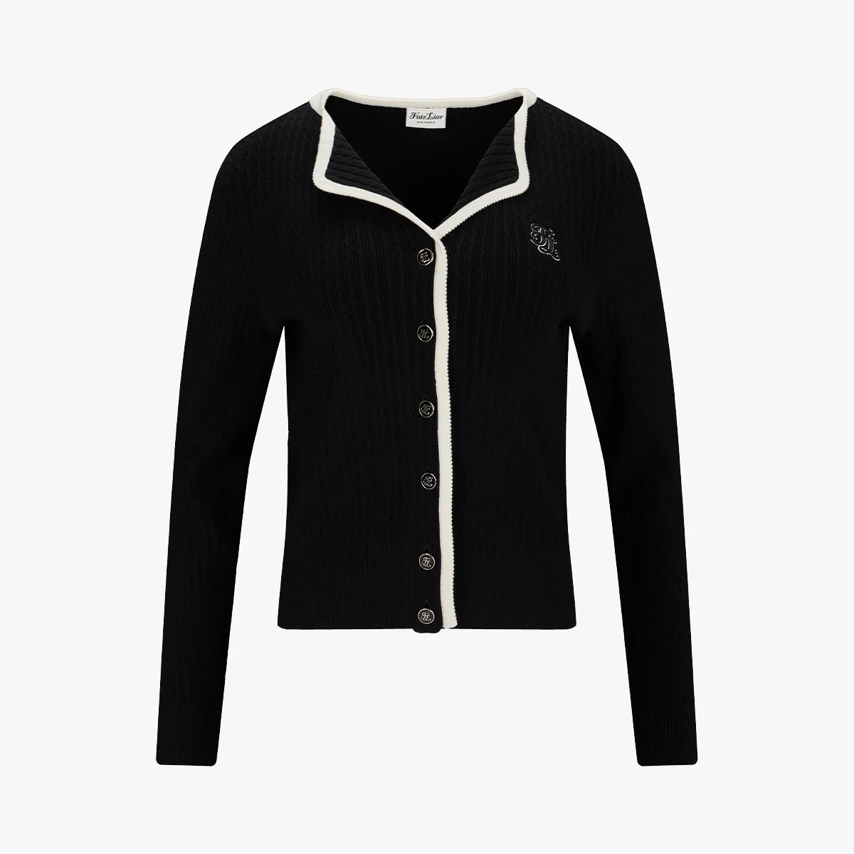 Open Collar Cable Cardigan (Black)
