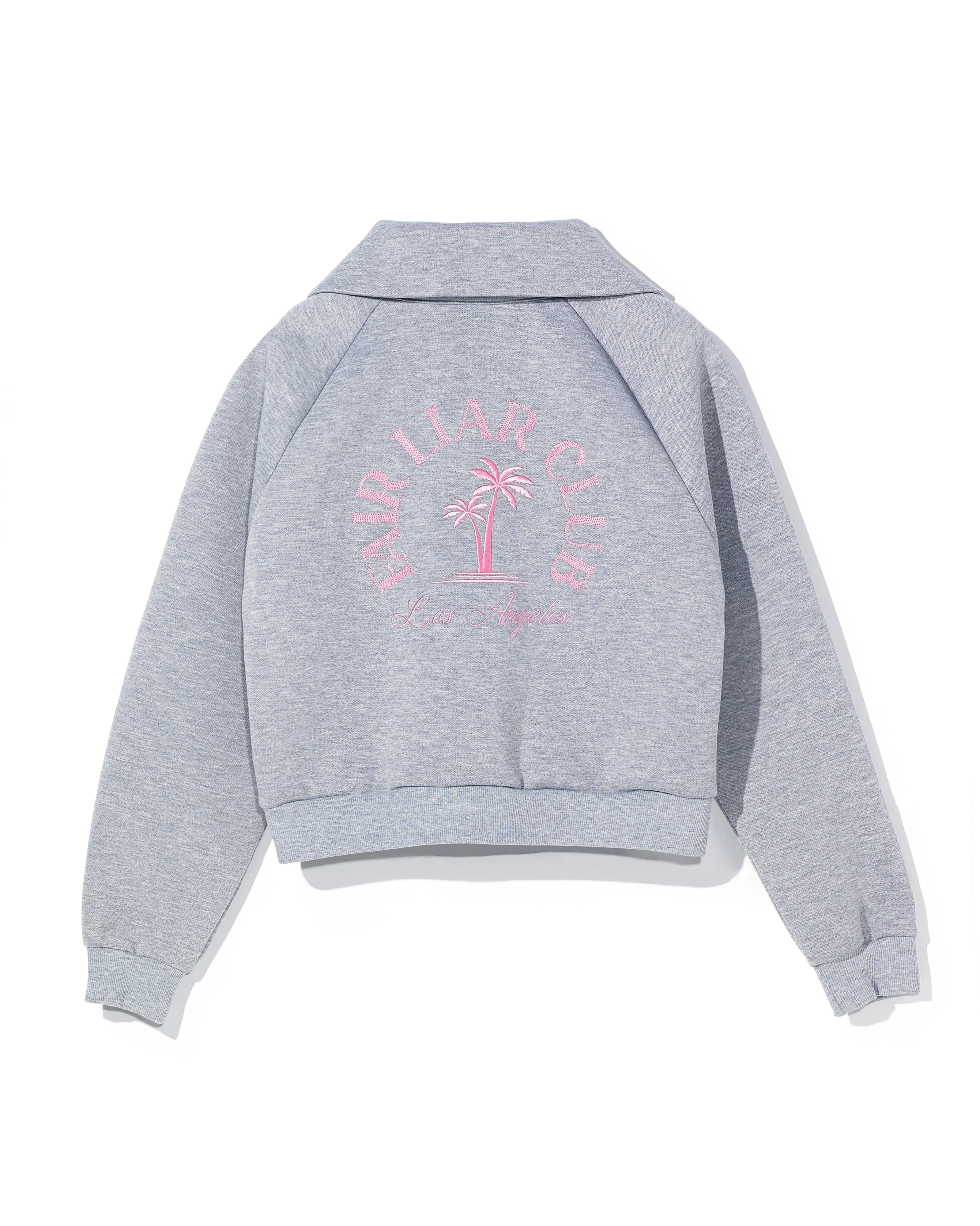 [FLC] PALM TREE QUARTER ZIP PULLOVER (Melange Grey)