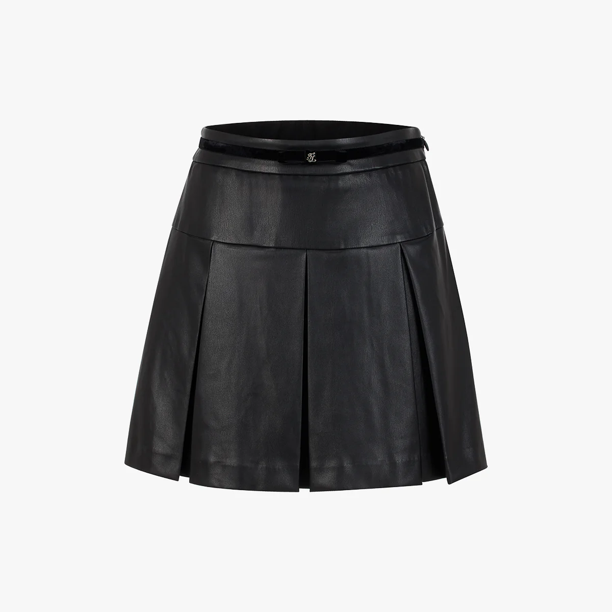Leather Ribbon Skirt (Black)