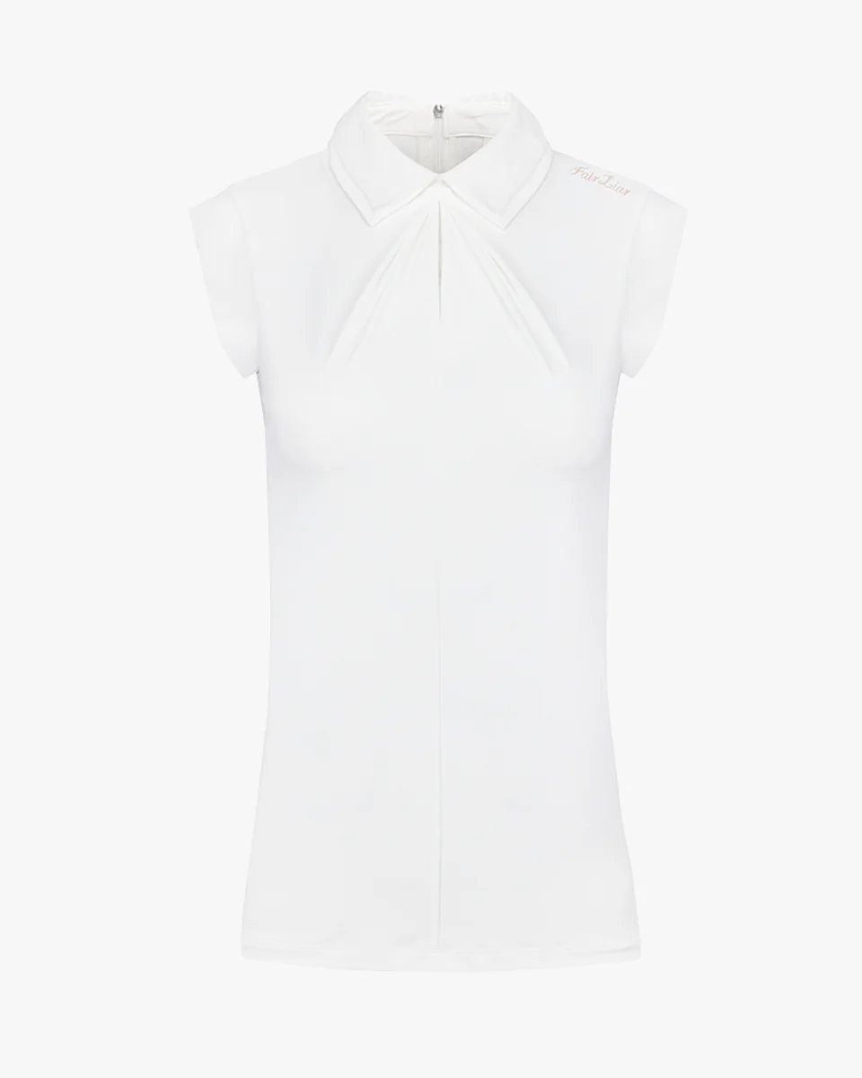 Front Shirring Sleeveless T Shirt (White)
