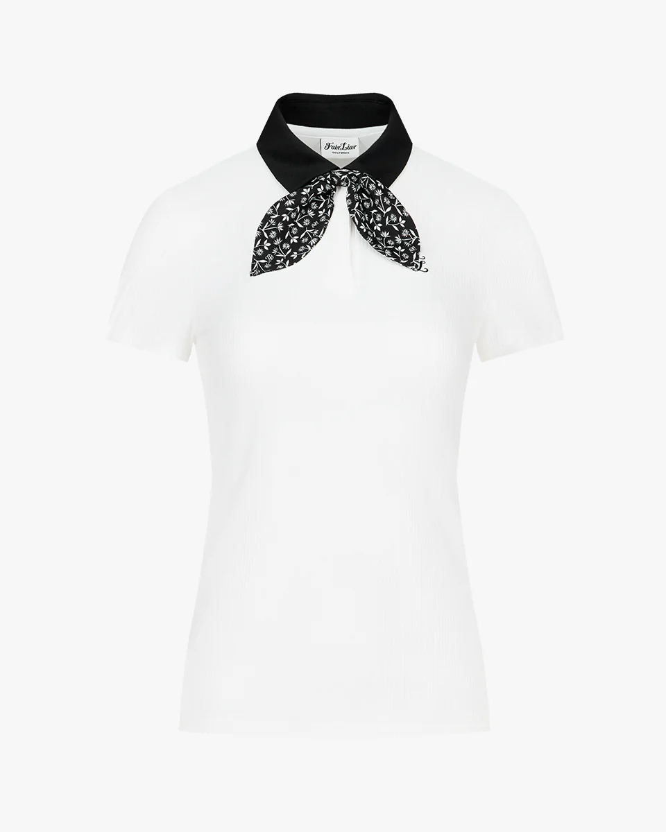 Patterned Ribbon Detachable T Shirt (White)