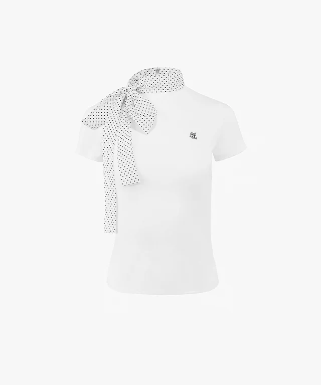 Dot Collar Short Sleeve T Shirt (Black)