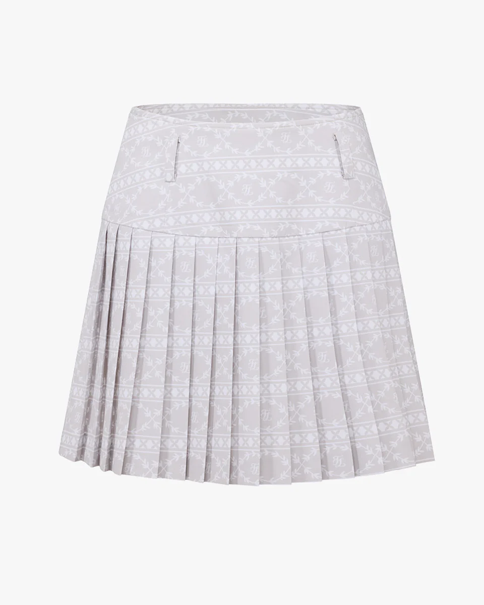 High Waist Pattern Skirt (Beige)