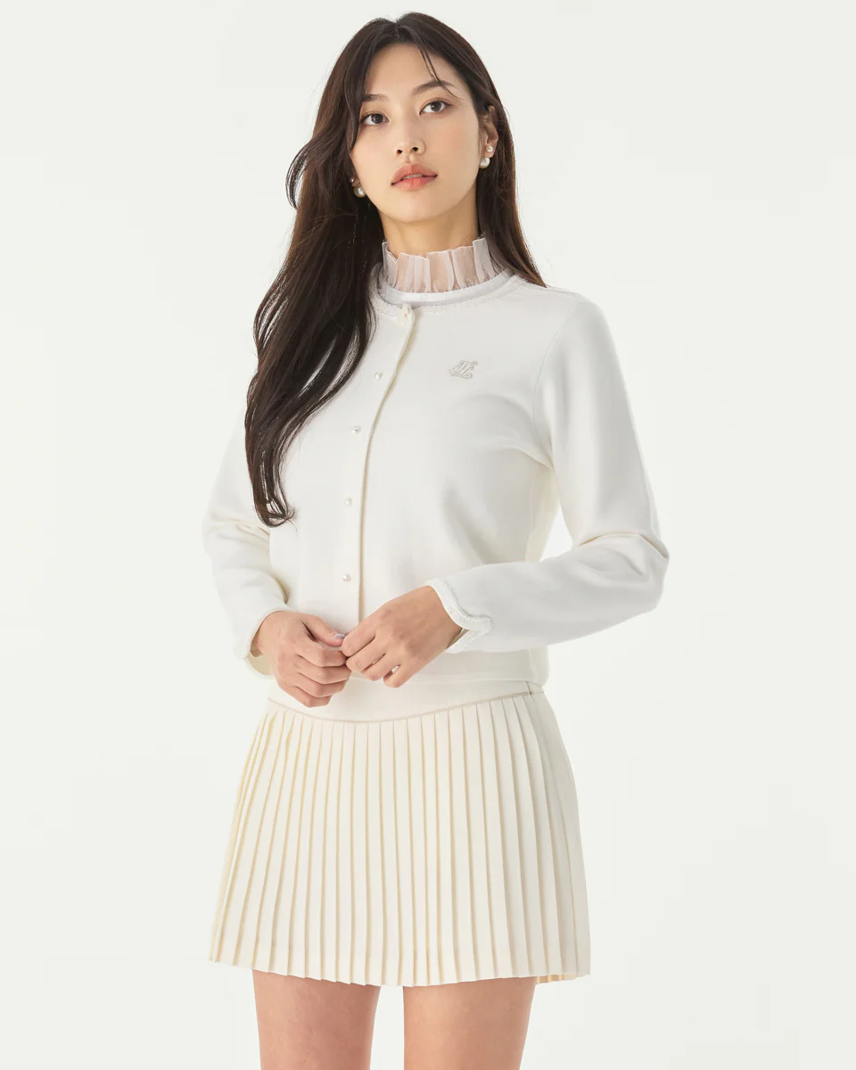 Pearl Ribbon Jacket Cardigan (White)