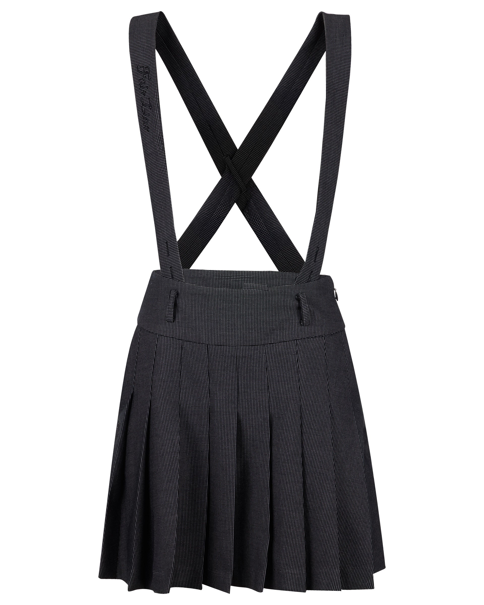 High waist overall pleated skirt (Black)