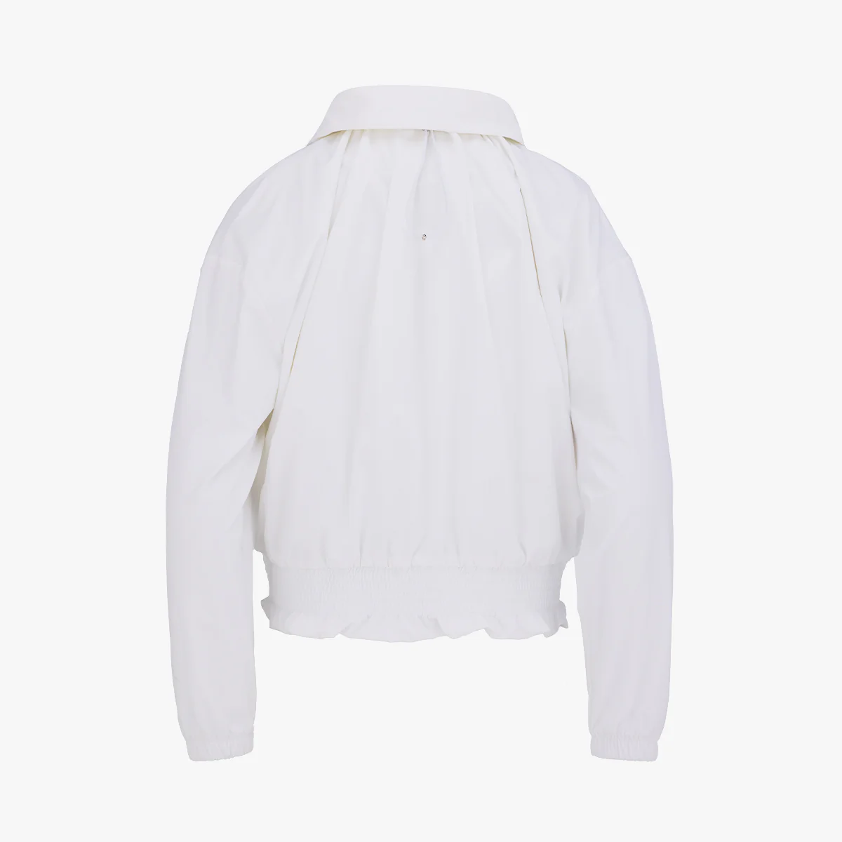 Ruffled Hem Zipup Jumper (White)